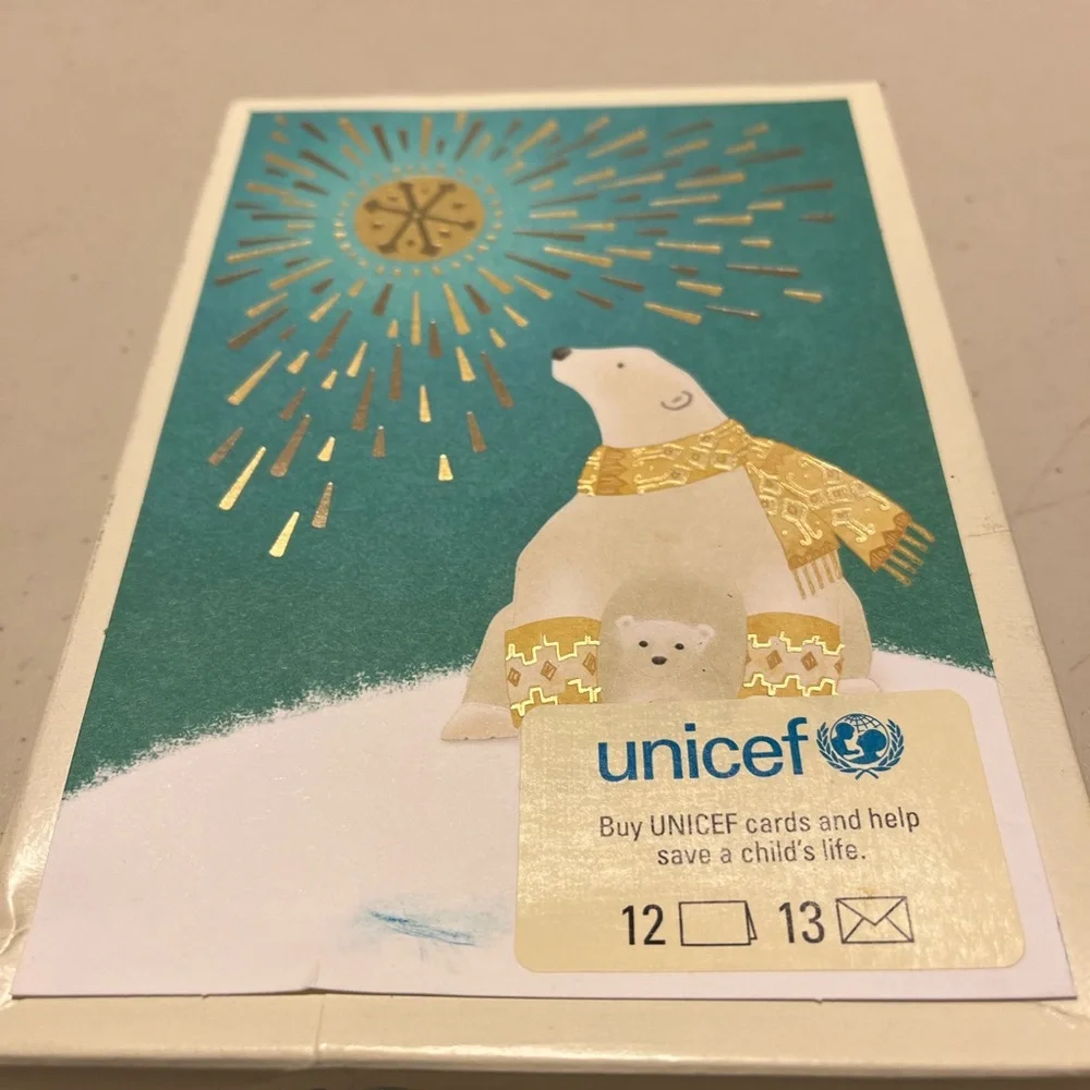 Vintage unicef hallmark cards 12 polar bears brand new in sealed box christmas
